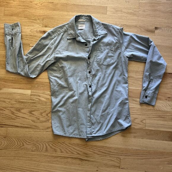 Ambig Mens Blue Long Sleeve Button Down Front Size Medium Cotton Blend Classic - Picture 1 of 9